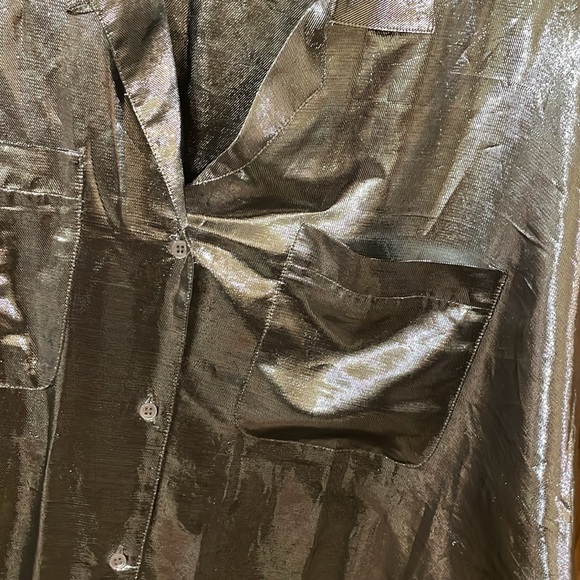 Vintage Lauren Alexandra silver lame button down top - Picture 3 of 5